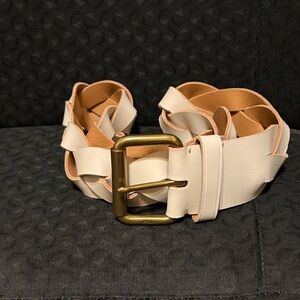 Ralph Lauren Cream Belt with Gold Buckle
